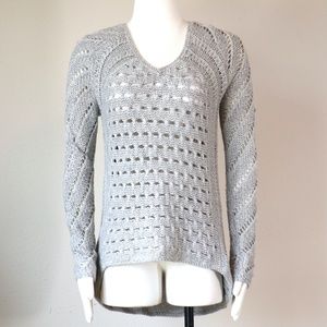 Hi-Low long sleeve open weave sweater